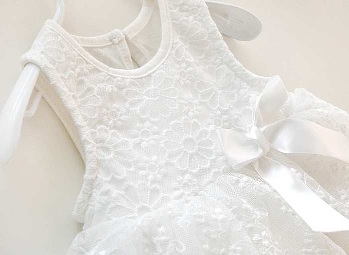 RUTH Sleeveless White Baptismal Dress