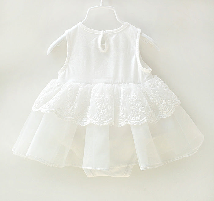 RUTH Sleeveless White Baptismal Dress