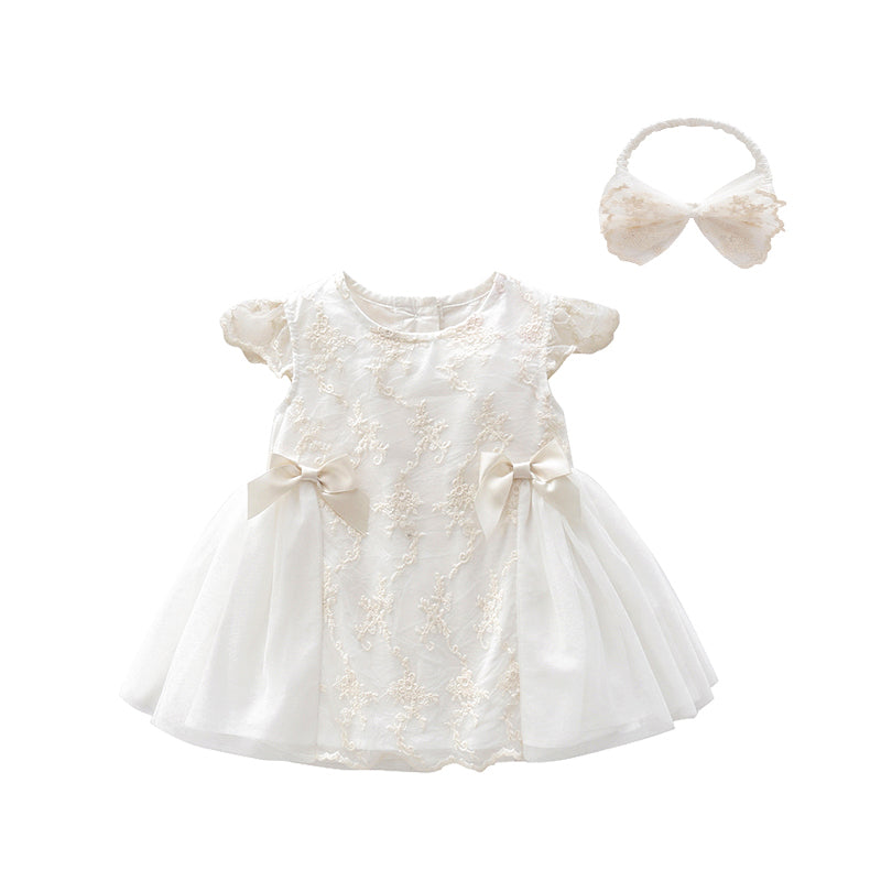 GRACE Baptismal White Dress With Headband