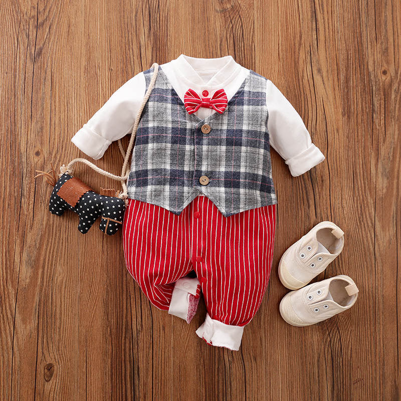 TIMOTHY Gentleman Romper in Red